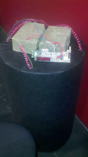 Here's "the bomb" -- a replica of the homemade bomb that the terrorists set up in the ninth row of the theatre.